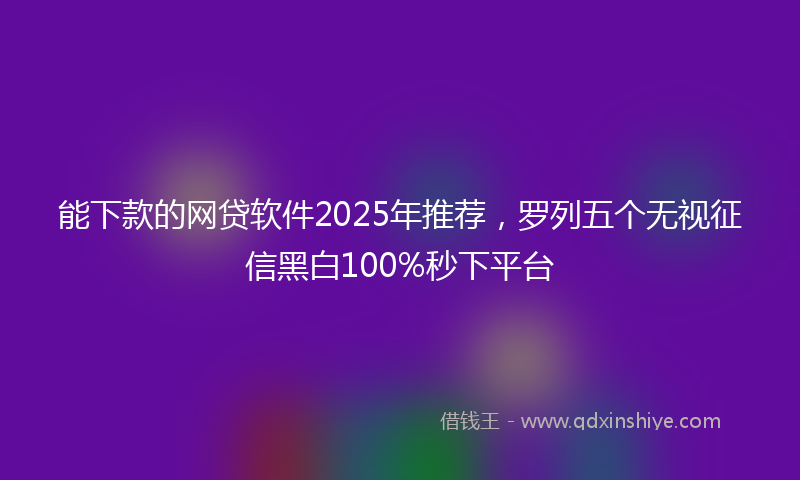 能下款的网贷软件2025年推荐，罗列五个无视征信黑白100%秒下平台
