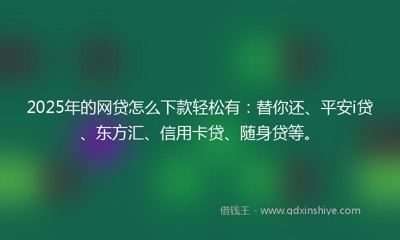 2025年的网贷怎么下款轻松有：替你还、平安i贷、东方汇、信用卡贷、随身贷等。