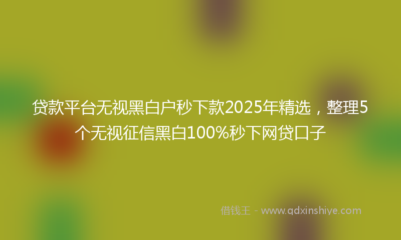 贷款平台无视黑白户秒下款2025年精选，整理5个无视征信黑白100%秒下网贷口子