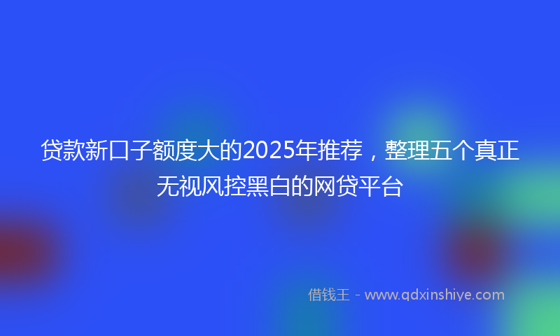 贷款新口子额度大的2025年推荐，整理五个真正无视风控黑白的网贷平台