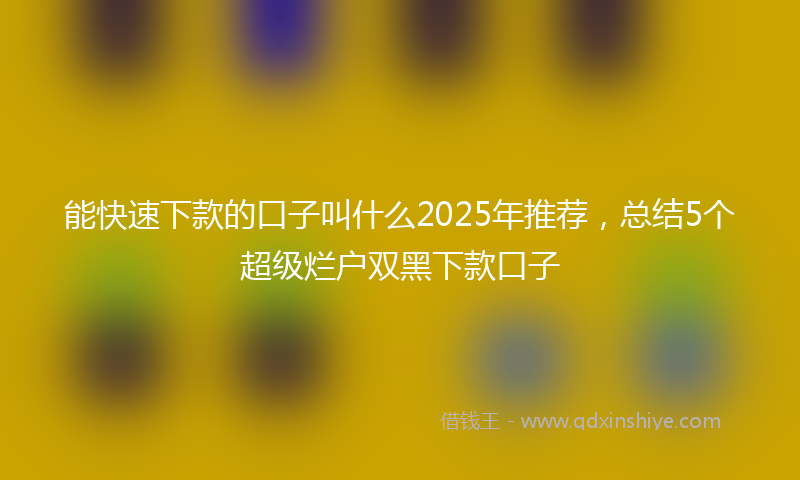 能快速下款的口子叫什么2025年推荐，总结5个超级烂户双黑下款口子