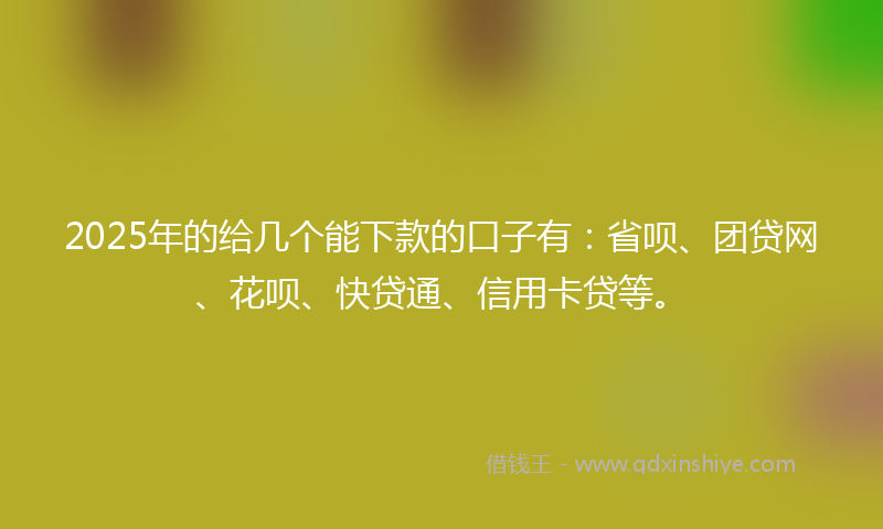 2025年的给几个能下款的口子有：省呗、团贷网、花呗、快贷通、信用卡贷等。