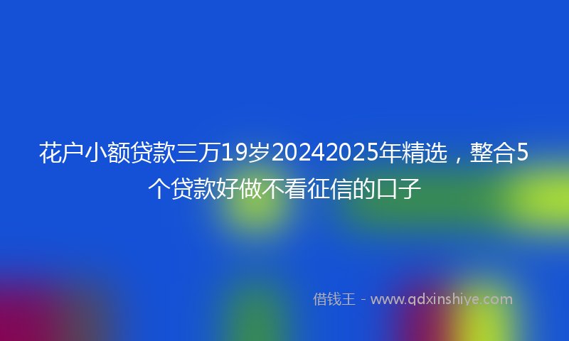 花户小额贷款三万19岁20242025年精选，整合5个贷款好做不看征信的口子