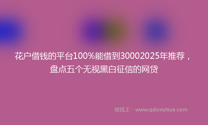 花户借钱的平台100%能借到30002025年推荐，盘点五个无视黑白征信的网贷