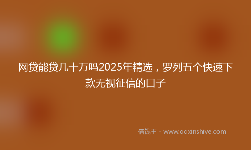 网贷能贷几十万吗2025年精选，罗列五个快速下款无视征信的口子