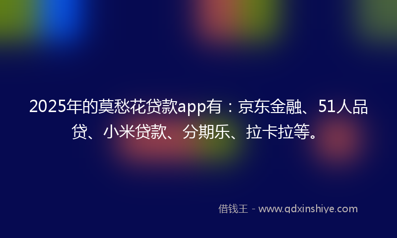 2025年的莫愁花贷款app有：京东金融、51人品贷、小米贷款、分期乐、拉卡拉等。