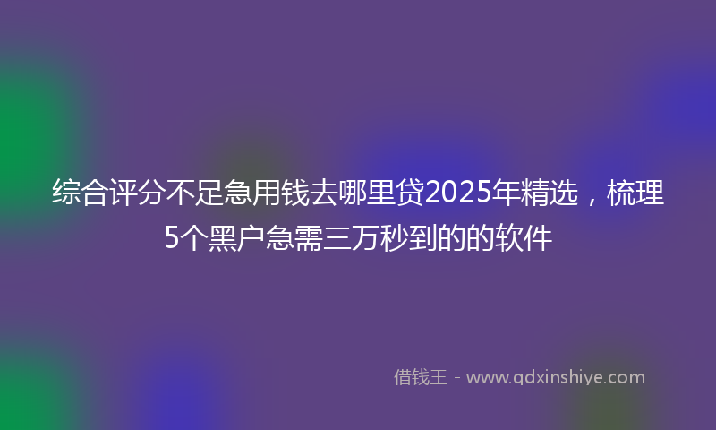 综合评分不足急用钱去哪里贷2025年精选，梳理5个黑户急需三万秒到的的软件