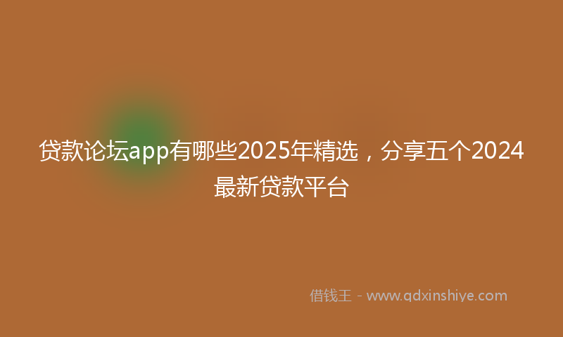贷款论坛app有哪些2025年精选，分享五个2024最新贷款平台