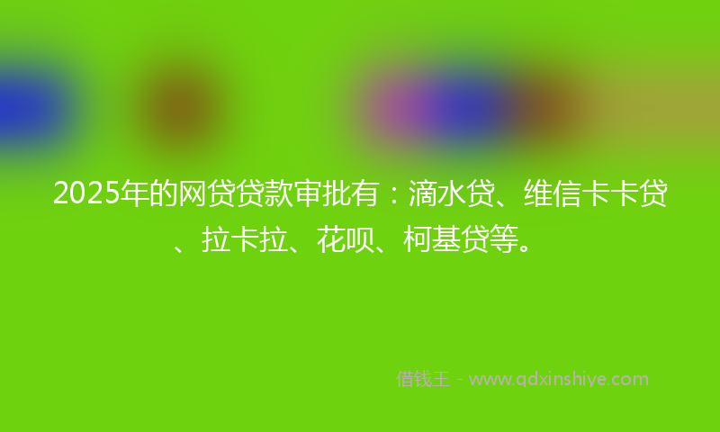 2025年的网贷贷款审批有：滴水贷、维信卡卡贷、拉卡拉、花呗、柯基贷等。