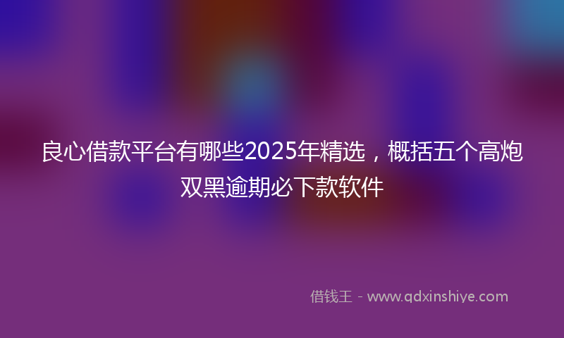 良心借款平台有哪些2025年精选，概括五个高炮双黑逾期必下款软件