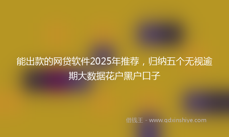 能出款的网贷软件2025年推荐，归纳五个无视逾期大数据花户黑户口子