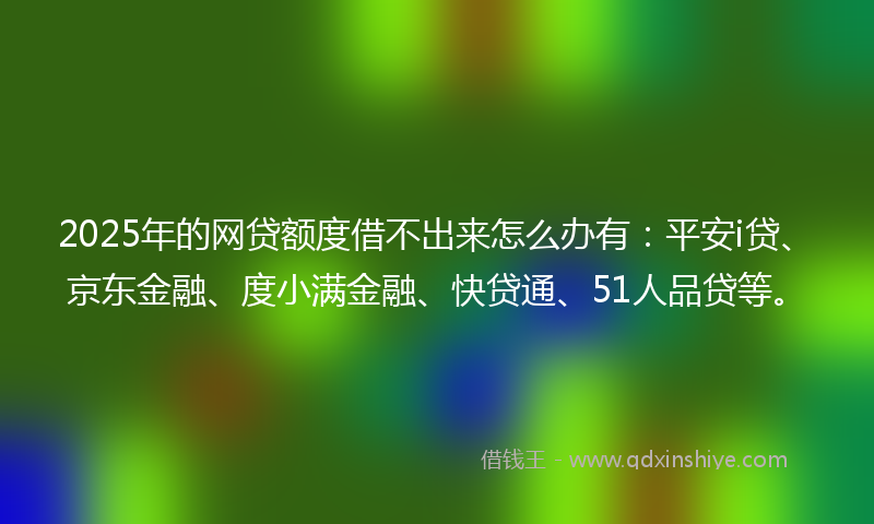 2025年的网贷额度借不出来怎么办有：平安i贷、京东金融、度小满金融、快贷通、51人品贷等。