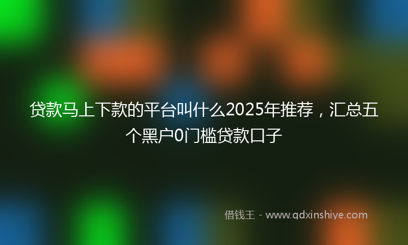 贷款马上下款的平台叫什么2025年推荐，汇总五个黑户0门槛贷款口子