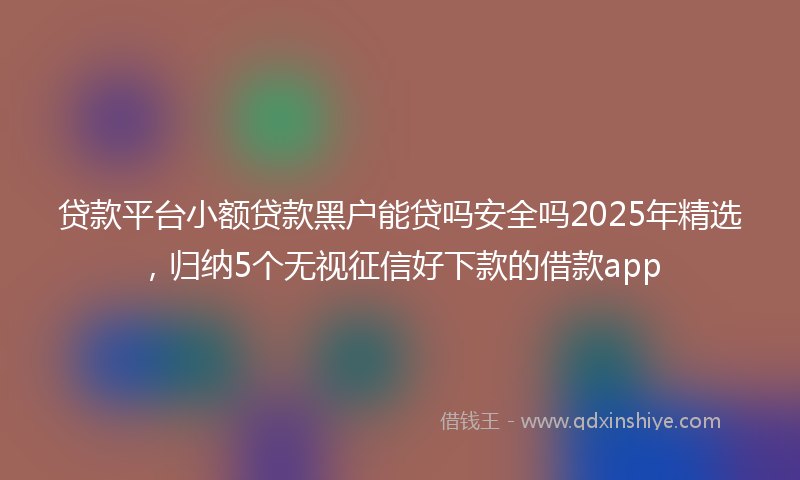 贷款平台小额贷款黑户能贷吗安全吗2025年精选，归纳5个无视征信好下款的借款app