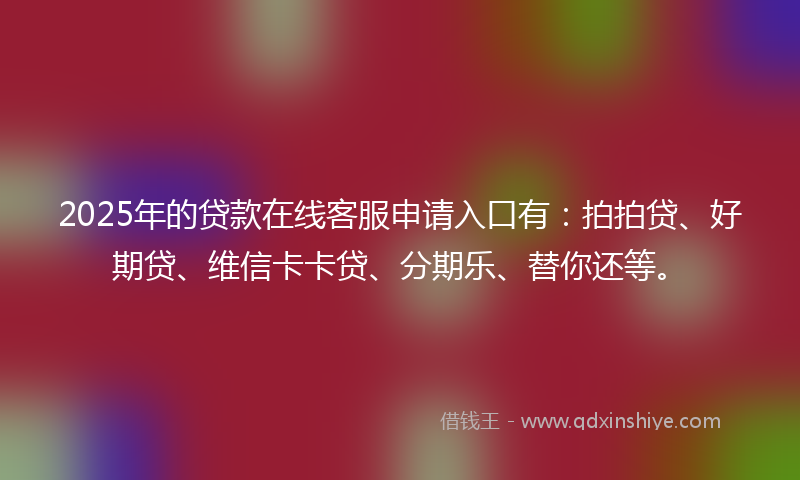 2025年的贷款在线客服申请入口有：拍拍贷、好期贷、维信卡卡贷、分期乐、替你还等。