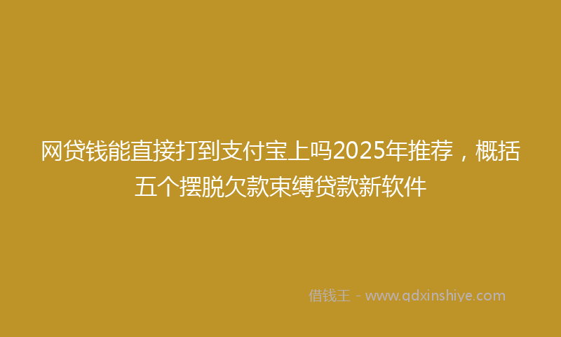 网贷钱能直接打到支付宝上吗2025年推荐，概括五个摆脱欠款束缚贷款新软件