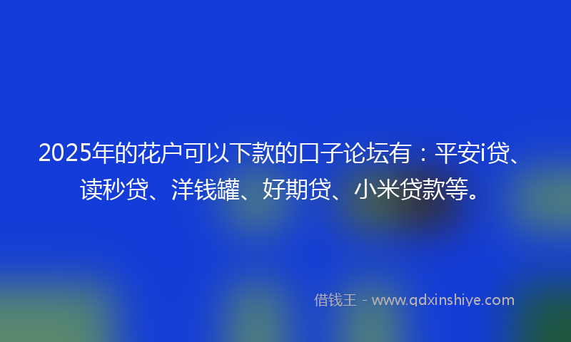 2025年的花户可以下款的口子论坛有：平安i贷、读秒贷、洋钱罐、好期贷、小米贷款等。