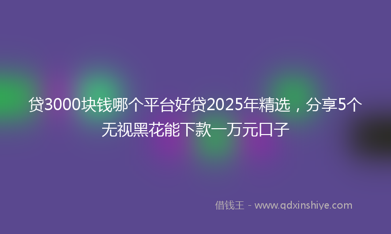 贷3000块钱哪个平台好贷2025年精选，分享5个无视黑花能下款一万元口子