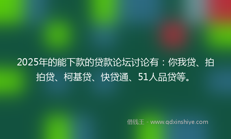 2025年的能下款的贷款论坛讨论有：你我贷、拍拍贷、柯基贷、快贷通、51人品贷等。