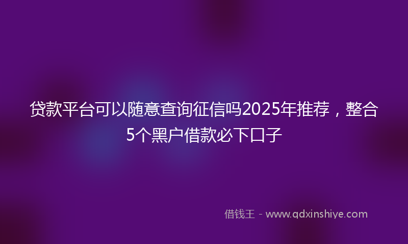 贷款平台可以随意查询征信吗2025年推荐，整合5个黑户借款必下口子
