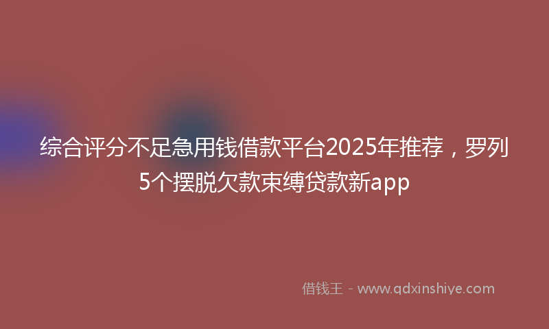 综合评分不足急用钱借款平台2025年推荐，罗列5个摆脱欠款束缚贷款新app