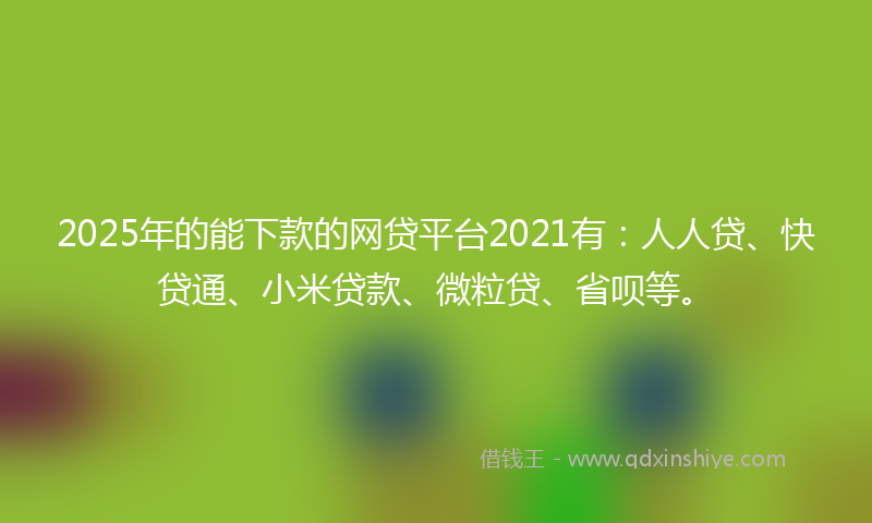2025年的能下款的网贷平台2021有：人人贷、快贷通、小米贷款、微粒贷、省呗等。