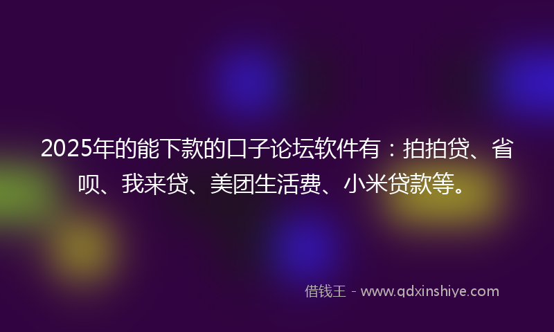 2025年的能下款的口子论坛软件有：拍拍贷、省呗、我来贷、美团生活费、小米贷款等。