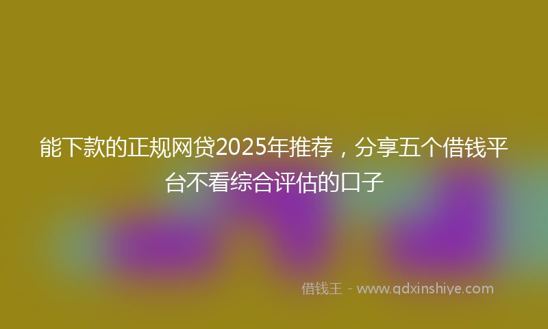 能下款的正规网贷2025年推荐，分享五个借钱平台不看综合评估的口子