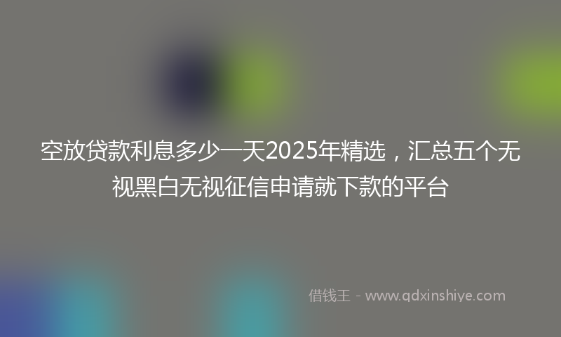 空放贷款利息多少一天2025年精选，汇总五个无视黑白无视征信申请就下款的平台