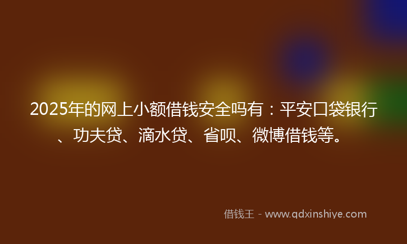 2025年的网上小额借钱安全吗有：平安口袋银行、功夫贷、滴水贷、省呗、微博借钱等。