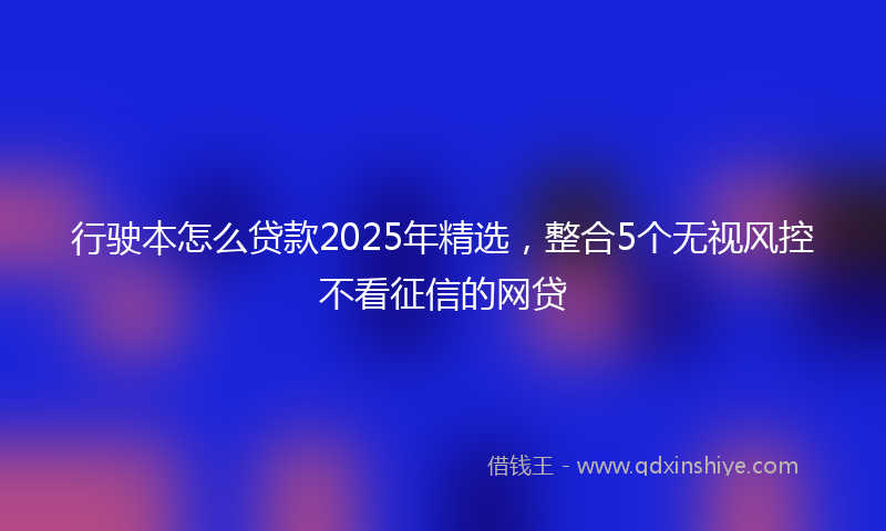行驶本怎么贷款2025年精选，整合5个无视风控不看征信的网贷