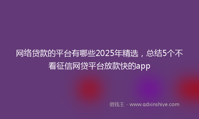 网络贷款的平台有哪些2025年精选，总结5个不看征信网贷平台放款快的app