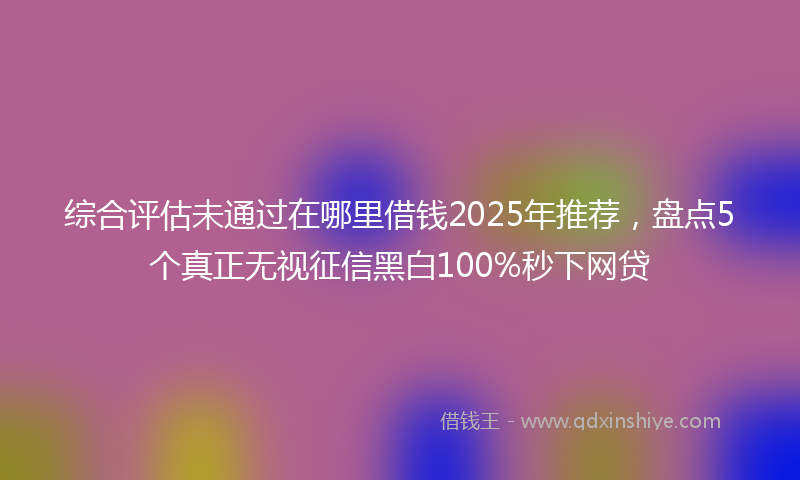 综合评估未通过在哪里借钱2025年推荐，盘点5个真正无视征信黑白100%秒下网贷