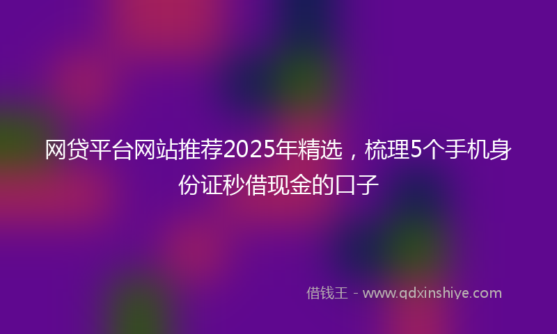 网贷平台网站推荐2025年精选，梳理5个手机身份证秒借现金的口子