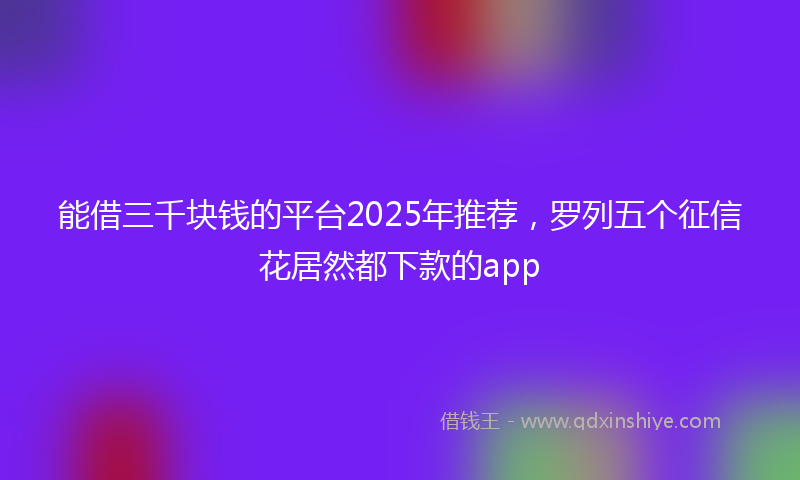能借三千块钱的平台2025年推荐，罗列五个征信花居然都下款的app