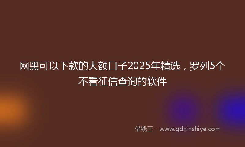 网黑可以下款的大额口子2025年精选，罗列5个不看征信查询的软件