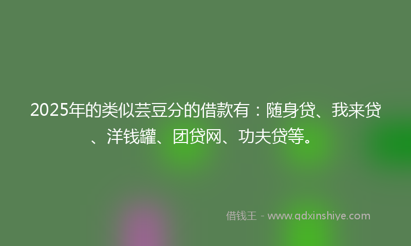 2025年的类似芸豆分的借款有：随身贷、我来贷、洋钱罐、团贷网、功夫贷等。