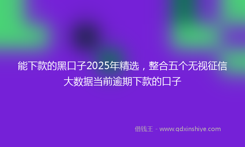 能下款的黑口子2025年精选，整合五个无视征信大数据当前逾期下款的口子
