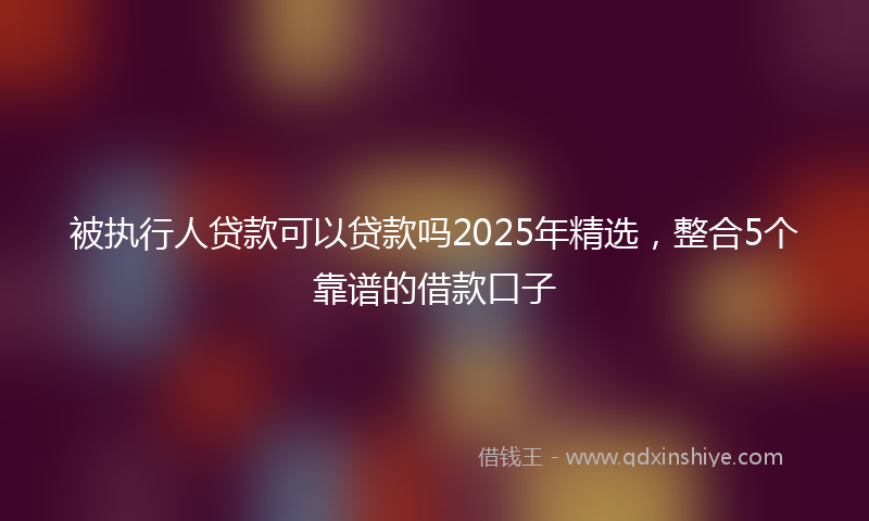 被执行人贷款可以贷款吗2025年精选，整合5个靠谱的借款口子