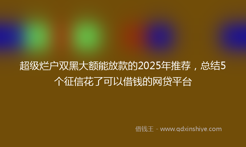 超级烂户双黑大额能放款的2025年推荐，总结5个征信花了可以借钱的网贷平台