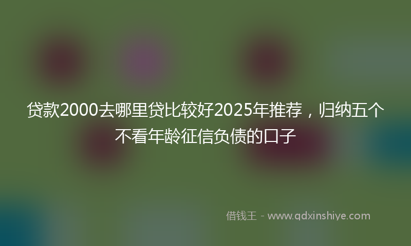 贷款2000去哪里贷比较好2025年推荐，归纳五个不看年龄征信负债的口子