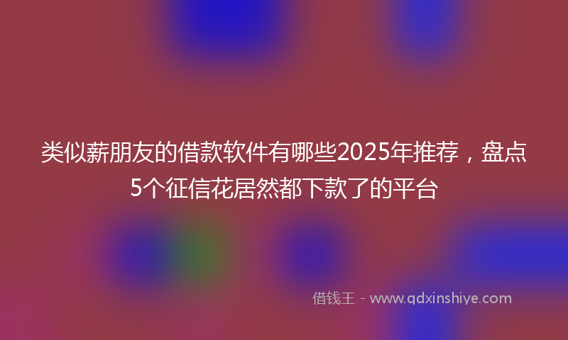 类似薪朋友的借款软件有哪些2025年推荐，盘点5个征信花居然都下款了的平台