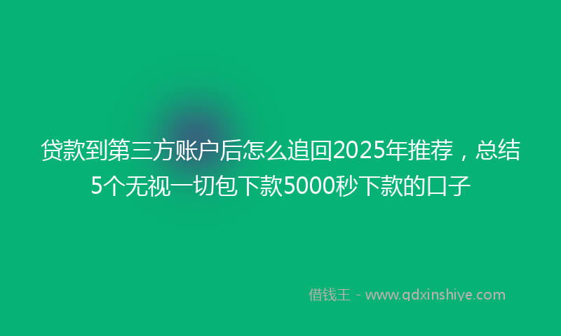 贷款到第三方账户后怎么追回2025年推荐，总结5个无视一切包下款5000秒下款的口子