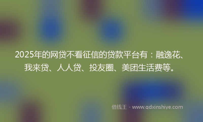 2025年的网贷不看征信的贷款平台有：融逸花、我来贷、人人贷、投友圈、美团生活费等。