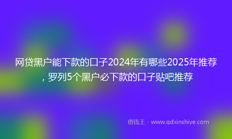 网贷黑户能下款的口子2024年有哪些2025年推荐，罗列5个黑户必下款的口子贴吧推荐