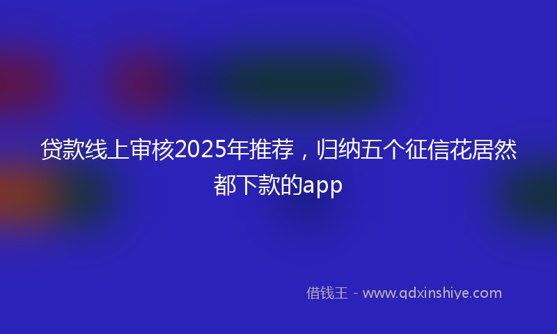 贷款线上审核2025年推荐，归纳五个征信花居然都下款的app