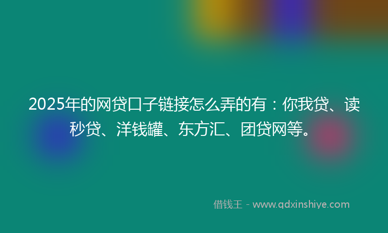 2025年的网贷口子链接怎么弄的有：你我贷、读秒贷、洋钱罐、东方汇、团贷网等。