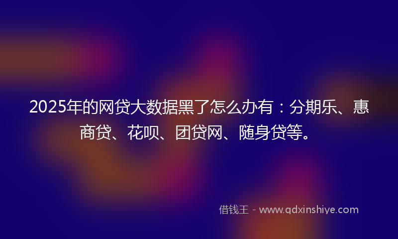 2025年的网贷大数据黑了怎么办有：分期乐、惠商贷、花呗、团贷网、随身贷等。