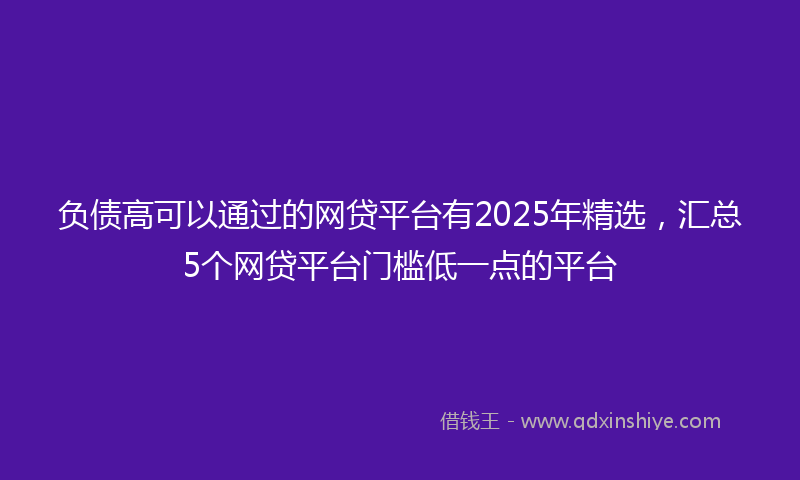 负债高可以通过的网贷平台有2025年精选，汇总5个网贷平台门槛低一点的平台