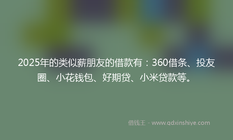 2025年的类似薪朋友的借款有：360借条、投友圈、小花钱包、好期贷、小米贷款等。